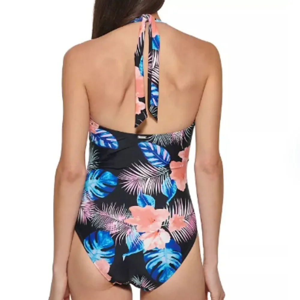 DKNY Tropical Halter Swimsuit - Picture 2 of 7